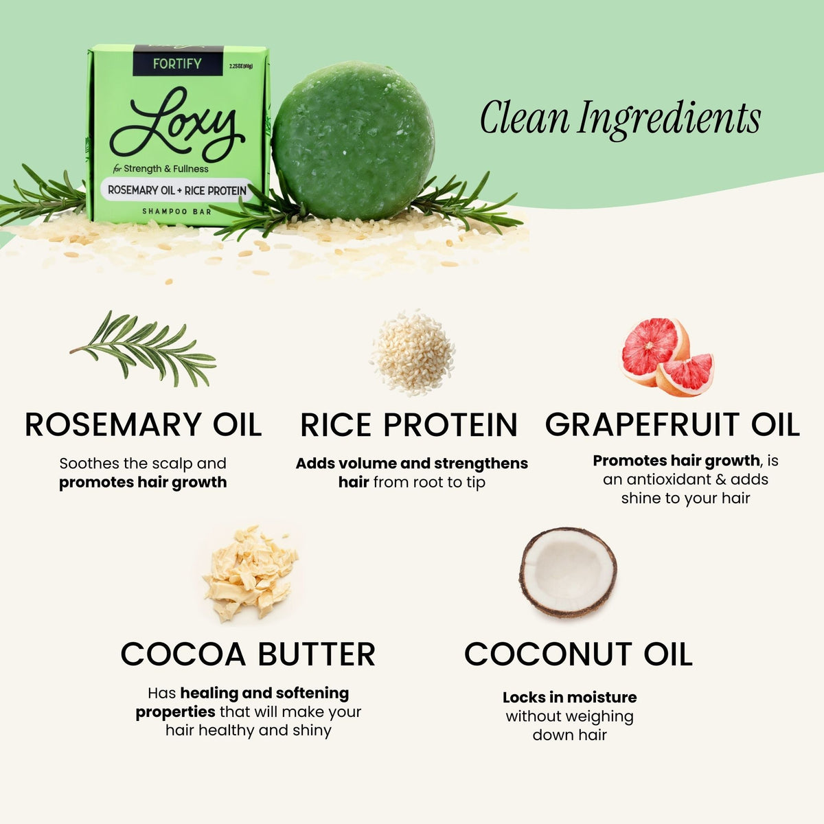 Fortify: Strengthening & Volumizing Shampoo Bar with Rosemary Oil & Rice Protein